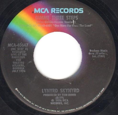 

7inch Record LYNYRD SKYNYRD Gimme Three Steps MCA40647 MCA Records 1976 US Rock Used