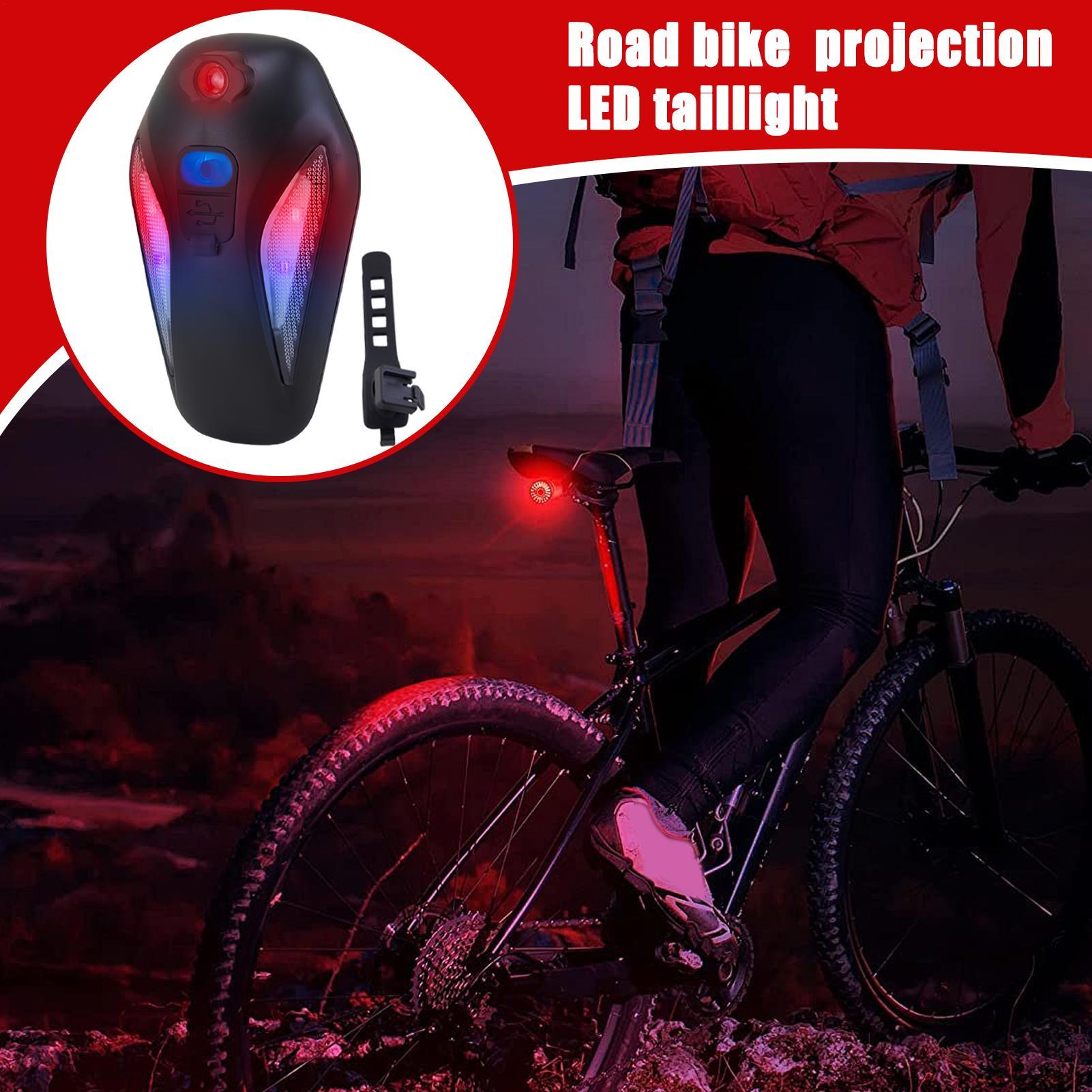 

Rear Bike Light Rechargeable Projection Tail Light Bike Accessories Rechargeable Taillights Safety Warning For Cyclists Urban CN