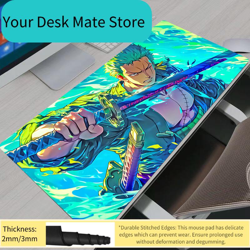 Leather Mouse Pad Notebook One Piece Zoro Large Keyboard Mat Non Slip Leather Computer Carpet Desk Mat PC Gamer Mouse Pad