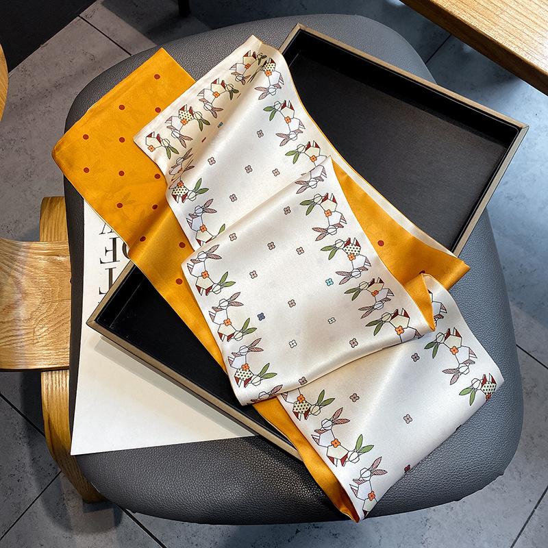 Long Small Silk Scarf Women's Autumn and Winter Versatile Thin and Narrow Scarf with Shirt Fashion Headband New Decorative Scarf