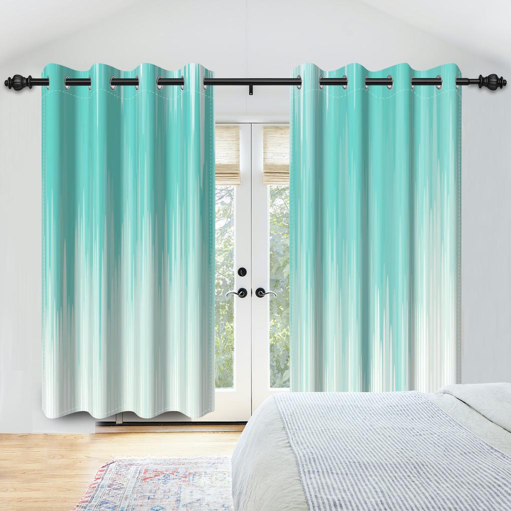 2Pcs/Set Colourful Gradient Window Curtain Bright Multicolor Blackout  Polyester Fabric Study Bedroom Living Room Decor Curtain