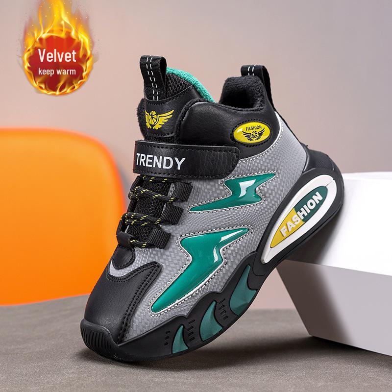 2025 Boys' Winter Sports Shoes: Cotton, Velvet-Lined, Leather-Style, Lightweight, and Warm
