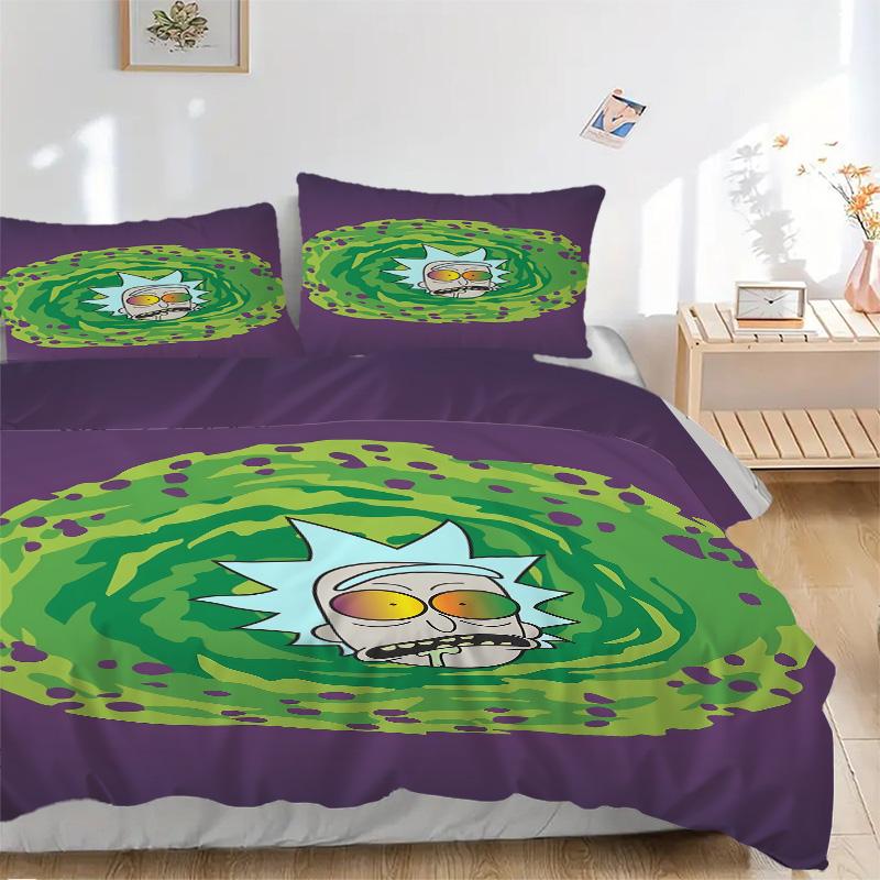 Rick Morty Portal Print 3Pcs Bedding Setduvet Cover With 2 Bedropillowcase Home Birthday Gift