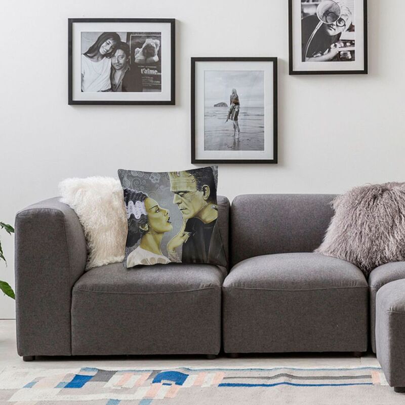 Flirtationship Bride Of Frankenstein Cushion Cover Horror Film Floor Pillow Case For Sofa Fashion Pillowcase Home Decor