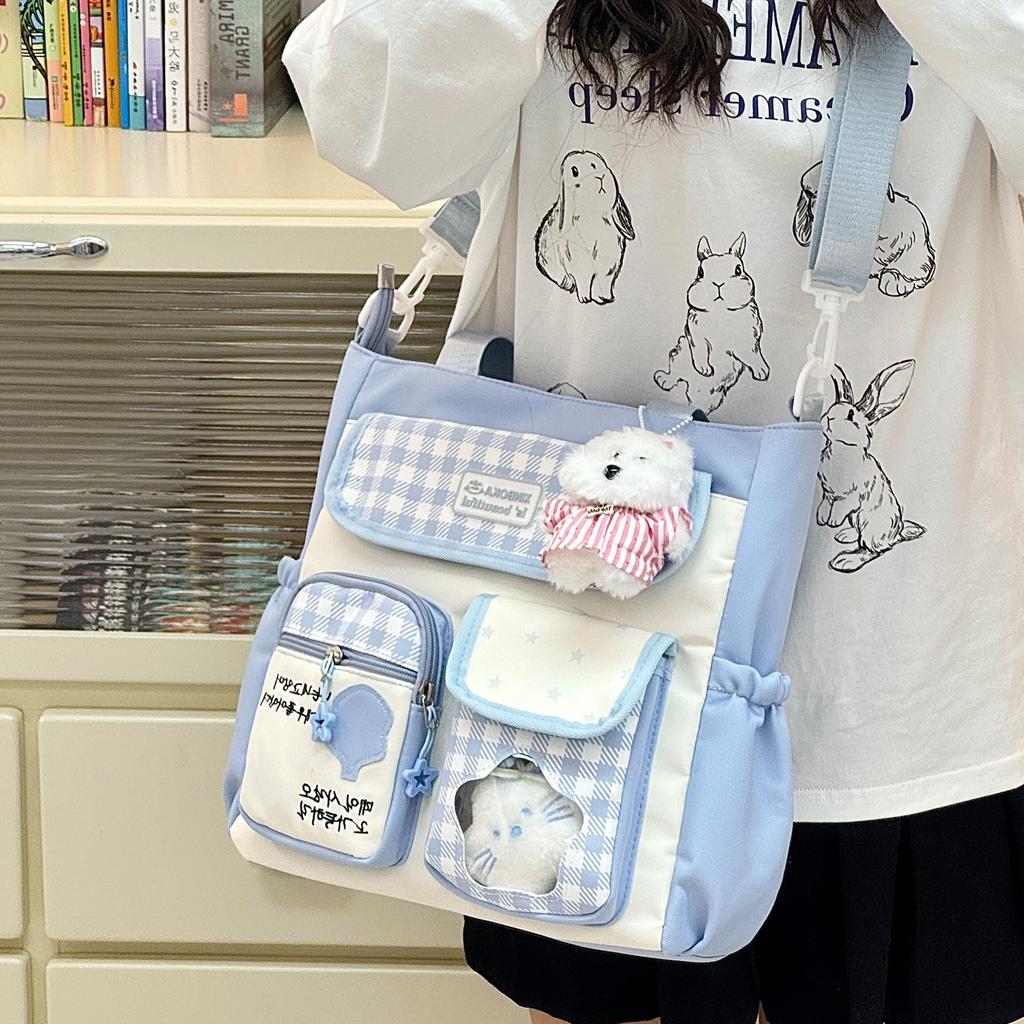 Borsa a Zaino Ulzzang Dolce e Carina Esposizione Fumetti Borsa a Spalla Uniforme JK per Pendolarismo e Uscite Borsa a Tracolla Donna Y2K