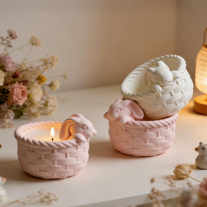 Diy Easter Fat Rabbit Candle Silicone Mold Cute Easter Egg Rabbit Gypsum Resin Candle Mold Home Festival Decoration Gift