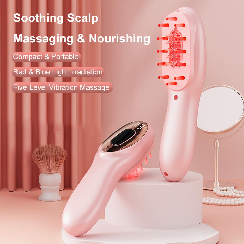 Scalp Massager Electric Head Massager Device Bred Light Therapy Vibration Hair Scalp Massage Comb Hair Comb Device Head Brush