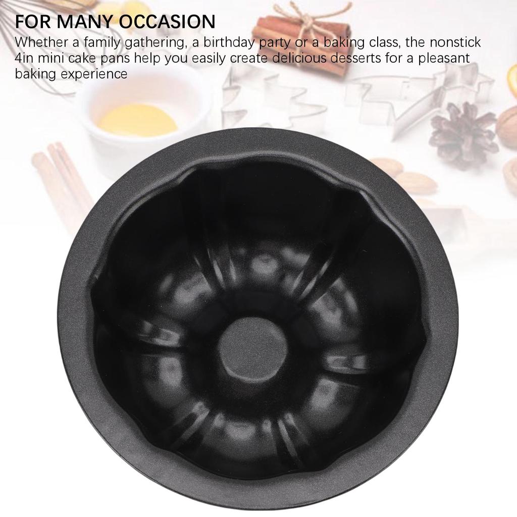 4Pcs 4in Mini Flan Mold Round Nonstick Baking Pan Carbon Steel Pudding Pumpkin Cake Mold for Home Bakery Baking Tools