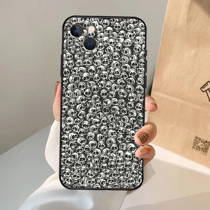 Gothic Fashion Skull Phone Case For iPhone 17 Air 16 14 13 12 11 15 Pro Max 13 12 mini 15 16 Plus 16e Cover Coque