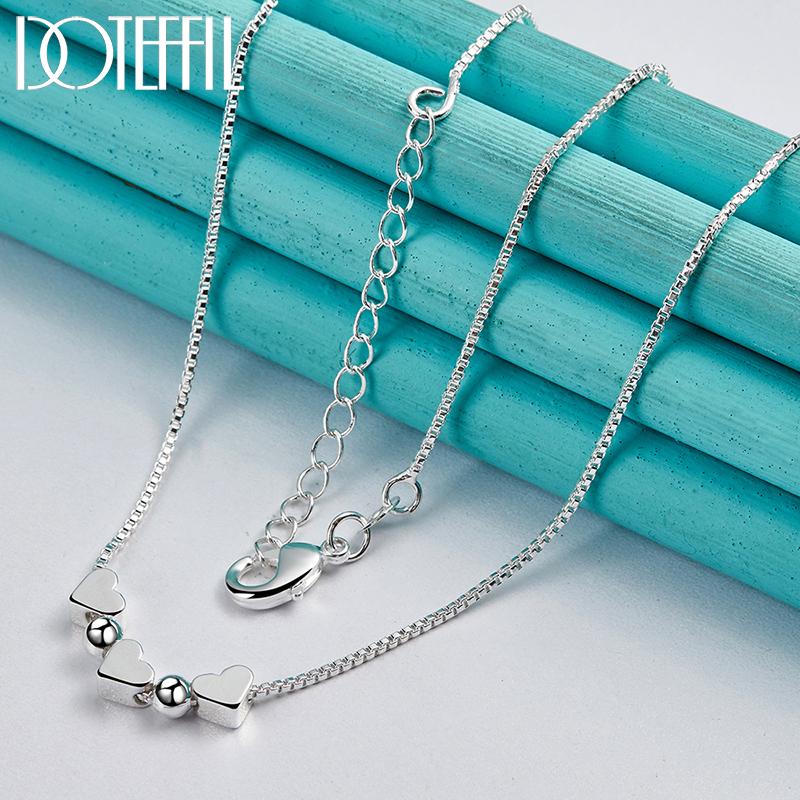 Colar Romântico Coração Corrente Cobra Prata Esterlina 925 Presente Charm Joia