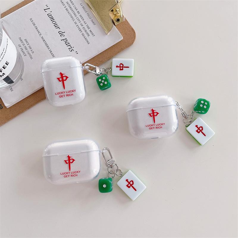 Mahjong Medium Hair for Apple AirPods 4 Generation Pro2 Wireless Bluetooth 1/2/3 Generation Earphone Cover Transparent Soft Case