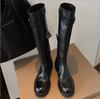 Cowhide version, the same washed horse leather, round head, thick heel, thick bottom, heightened legs, straight long knight boots for women