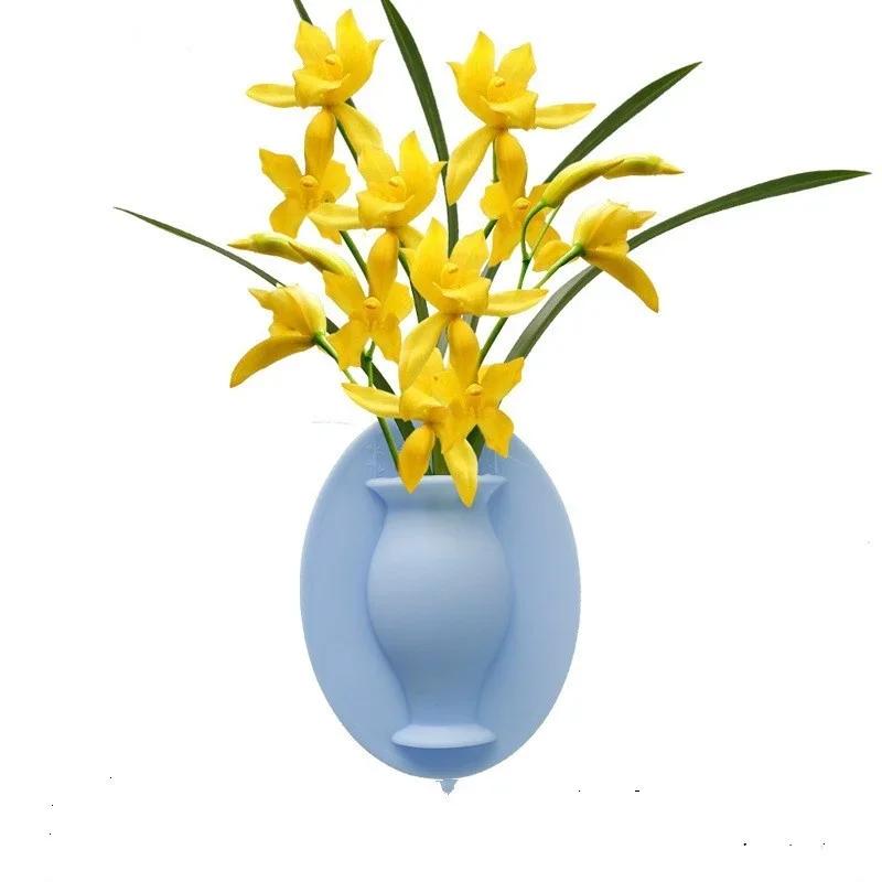 

Симпатичная цветочная композиция в виде трубы, цветочный горшок, сетчатый орнамент, силиконовая маленькая ваза, украшение для гостиной, настенная наклейка синий