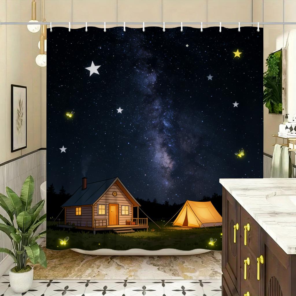 Whimsical Candy House & Gnomes with Lollipops Waterproof Shower Curtain for Bathroom Decor