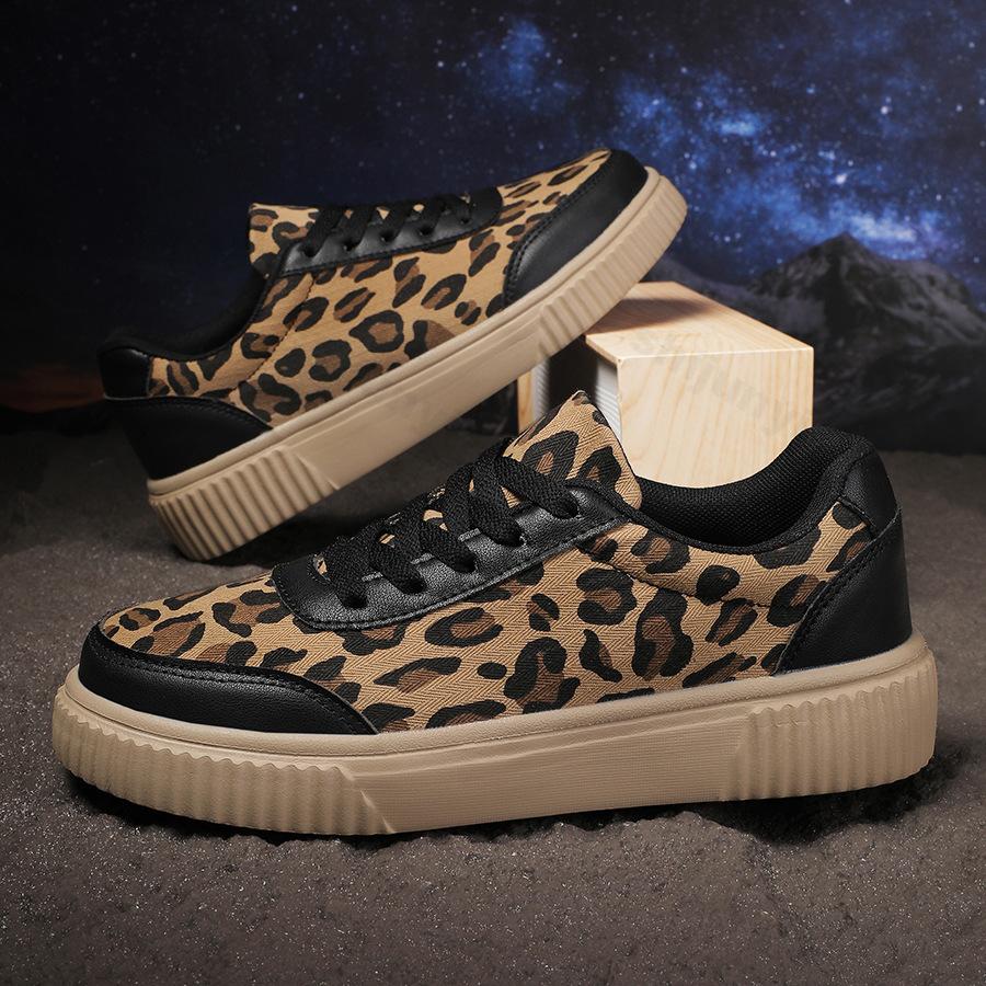 Spring New Leopard Print Designed Retro Fashion Casual Shoes for Women Shallow Mouth Comfortable Versatile Chunky sneakers