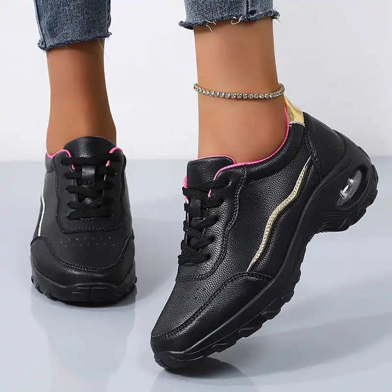 Fashion High Sole PU Leather Woman Breathable Shoes Women's Luxury Flat Women's Sneakers On Offer Sport Top Comfort Tenisky Bascket
