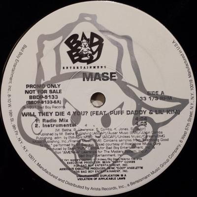 12inch Record MASE - Will They Die 4 You? BBDP9133PROMO Bad Boy Enterta 1997 US Rap & Hip-Hop/R&B Used