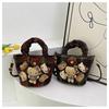IELGY Fashion Cute Doll Handbag Autumn Winter Woolen Check Bucket Bag Large Capacity Crossbody Bag