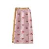 Women's Pink Chinese-Style High Waist Slit Print A-Line Skirt - Spring 2026