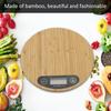 Round Bamboo LED Display Electric Kitchen Weighing Scale Cooking Food 5kg/ 1g