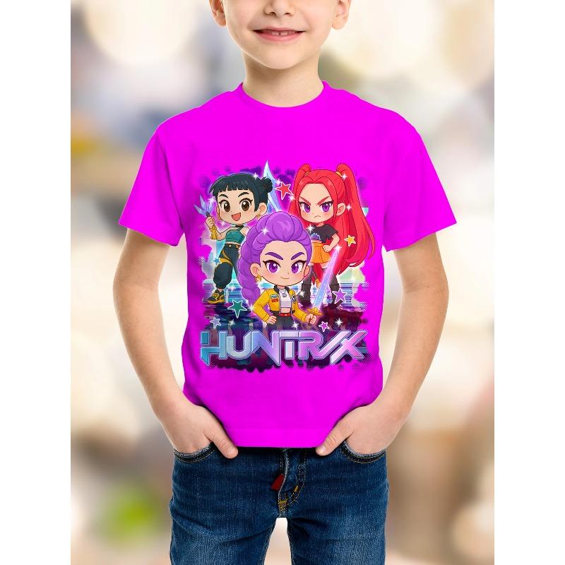 

KPop Мисливці на демонів Saja Boys Дитячі футболки для хлопчиків та дівчаток з мультяшним коротким рукавом Топи 2025 Футболка для фанатів аніме Дитячий одяг 160