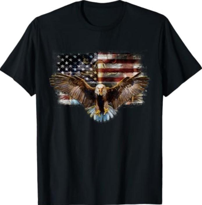Bald Eagle 4th of July American USA Flag Eagle Patriotic T-Shirt