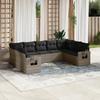 Vidaxl 9-Cz. Garden Furniture Set With Cushions, Grey, Poly Rattan