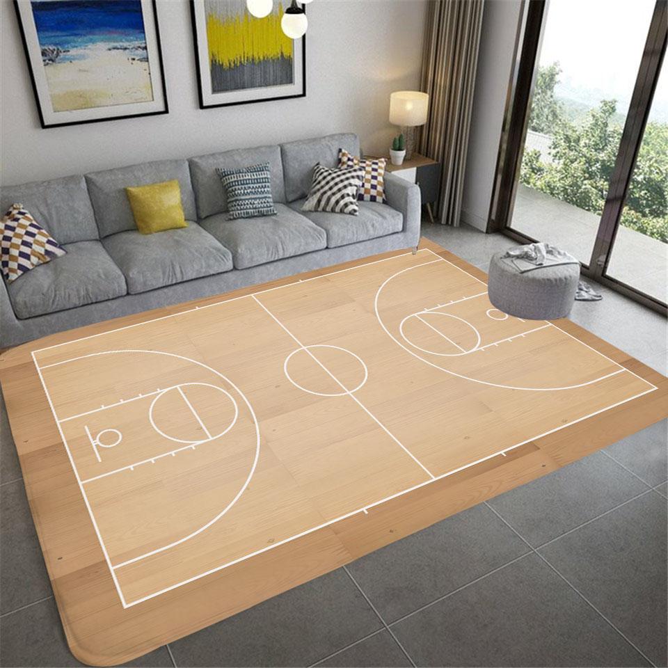 3D Basketball Court Printed Carpet Bedroom Bedside Living Room Sofa Table Area Rug Soft Large Size Floor Mat Doormat Home Decor