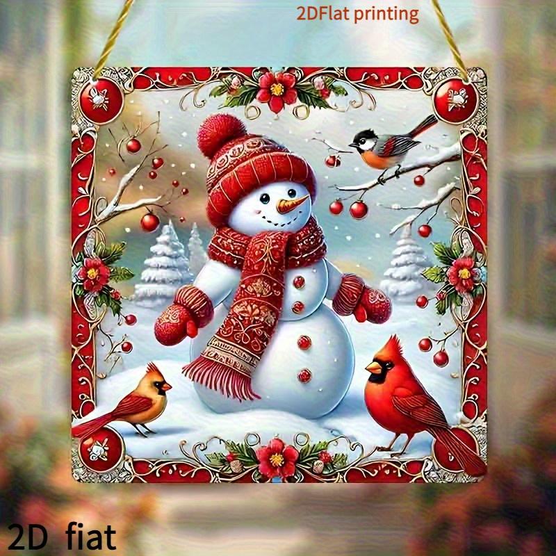 

Bohemian Snowman Sun Catcher. Acrylic with red hat & scarf, a festive home decor gift. чистый