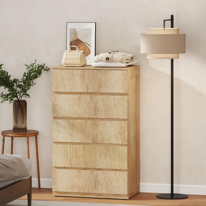 HOMCOM - Commode - Panneaux de particules - 60x39x100cm - bois naturel