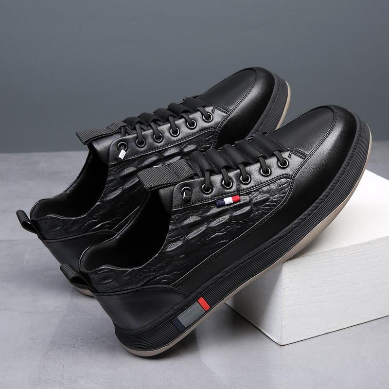 Cowhide Little White Shoes Men's Spring Breathable Men's Shoes Genuine Leather New Trendy Versatile Platform Casual Board Shoes Men