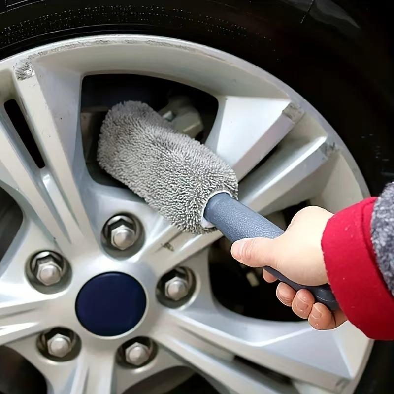 Kartáč na mytí kol auta Přenosný mikrovláknový ráfek na pneumatiky s plastovou rukojetí Nástroj pro čištění detailů motocyklu