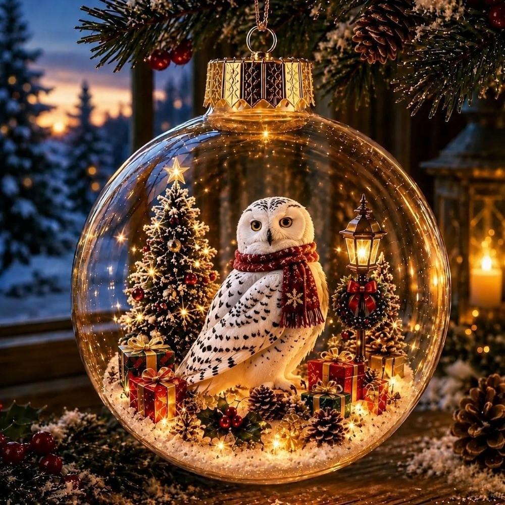 Light-Up Animal Snow Globe Ornament Clear Christmas Tree Ornament  Home Decoration