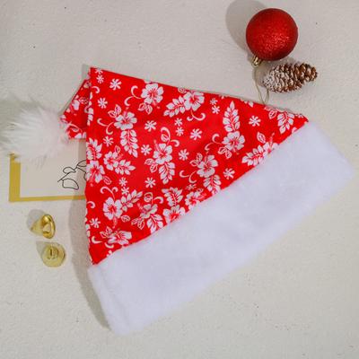Yousheng Erwachsene Kinder Weihnachtsmütze Weihnachtsmannmütze Blumenmuster Rot Weiß Weihnachts-Hut für Frohe Weihnachten Neujahrsparty Festival Kostümzubehör