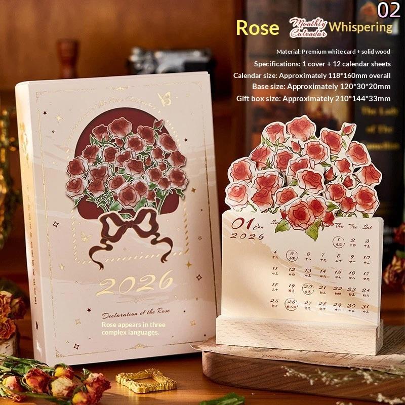 

New 2026 Rose Desk Calendar Table Planner Organizer Stereoscopic Memo Notes For Home Office School Daily Scheduler