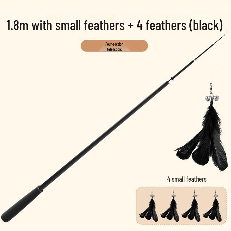 Retractable Cat Teaser Rod with Feather - Bite-Resistant Kitten Toy for Self-Play
