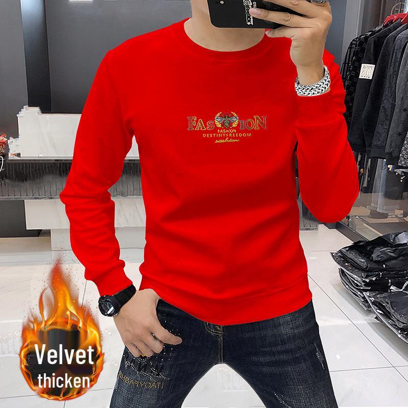 Men's 3D Little Bee Fleece-Lined Crew Neck Sweatshirt - Long Sleeve, Thickened for Autumn/Winter