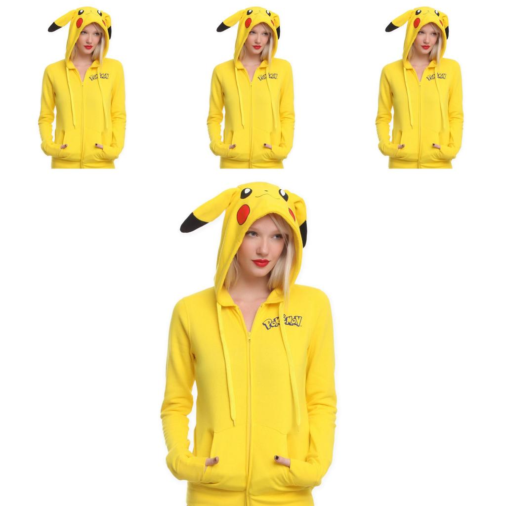 Pokemon Anime Jacket Cosplay Pikachu Hoodies With Adorable Ears And Tail Design