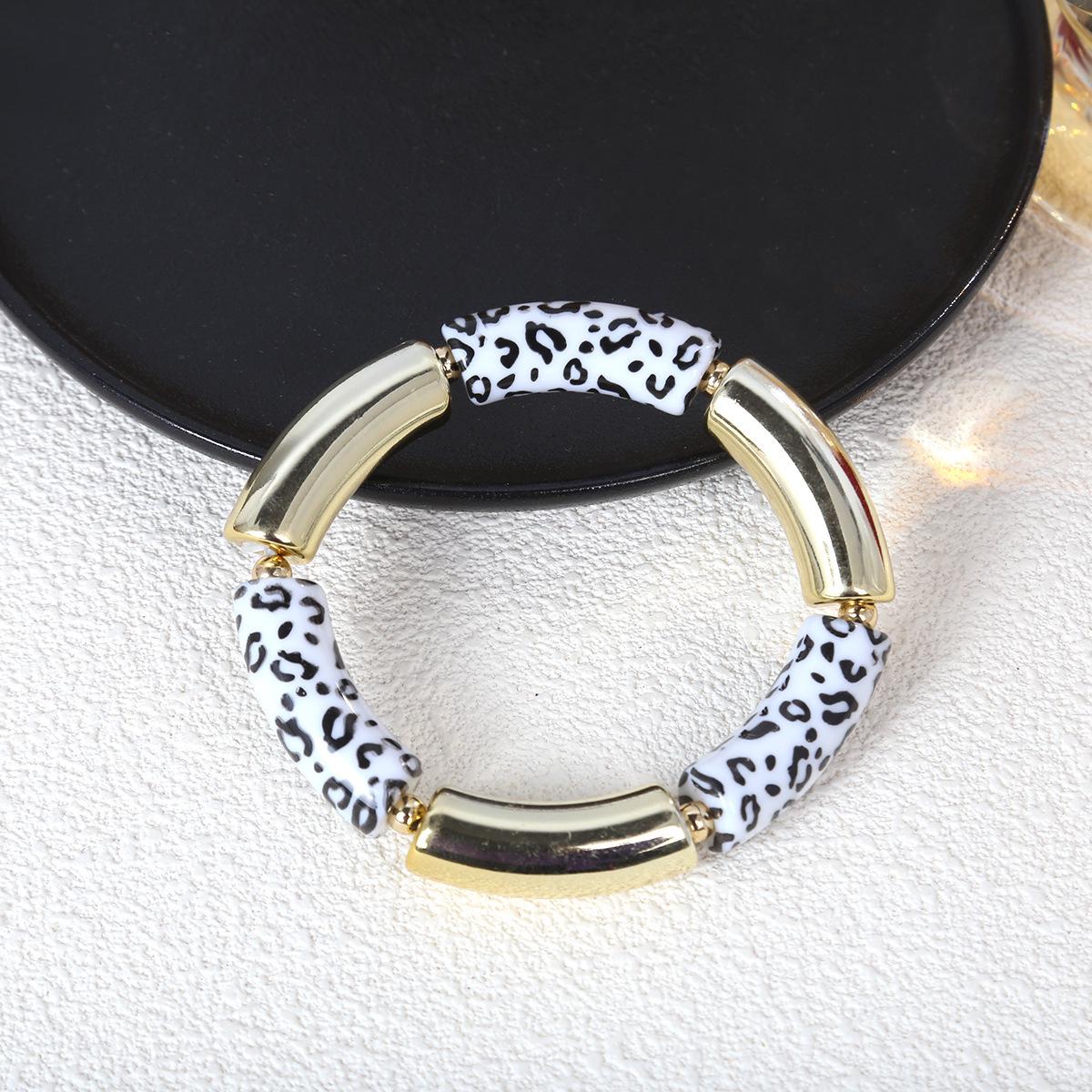 European & American Trendy Beaded Bracelet with Elastic Bent & Round Cuff Design