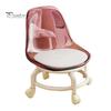 Low Rolling Stool with Backrest 360 Degrees Swivel Wheels Faux Leather Cushion Roller Seat Heavy Duty Rotating Mini Chair Seating Stool
