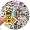 50Pcs Graffiti Stickers Self-adhesive Waterproof Strong Stickiness Exquisite Pattern Wide Application Decorative PVC Lovely Cartoon Animal Raccoon