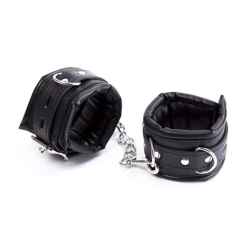 Soft Sponge Adult Handcuffs Ankle Cuffs Bondage With Chain Collar Restraints Adult Toys For Couple Adult Games Bdsm Bondage Set