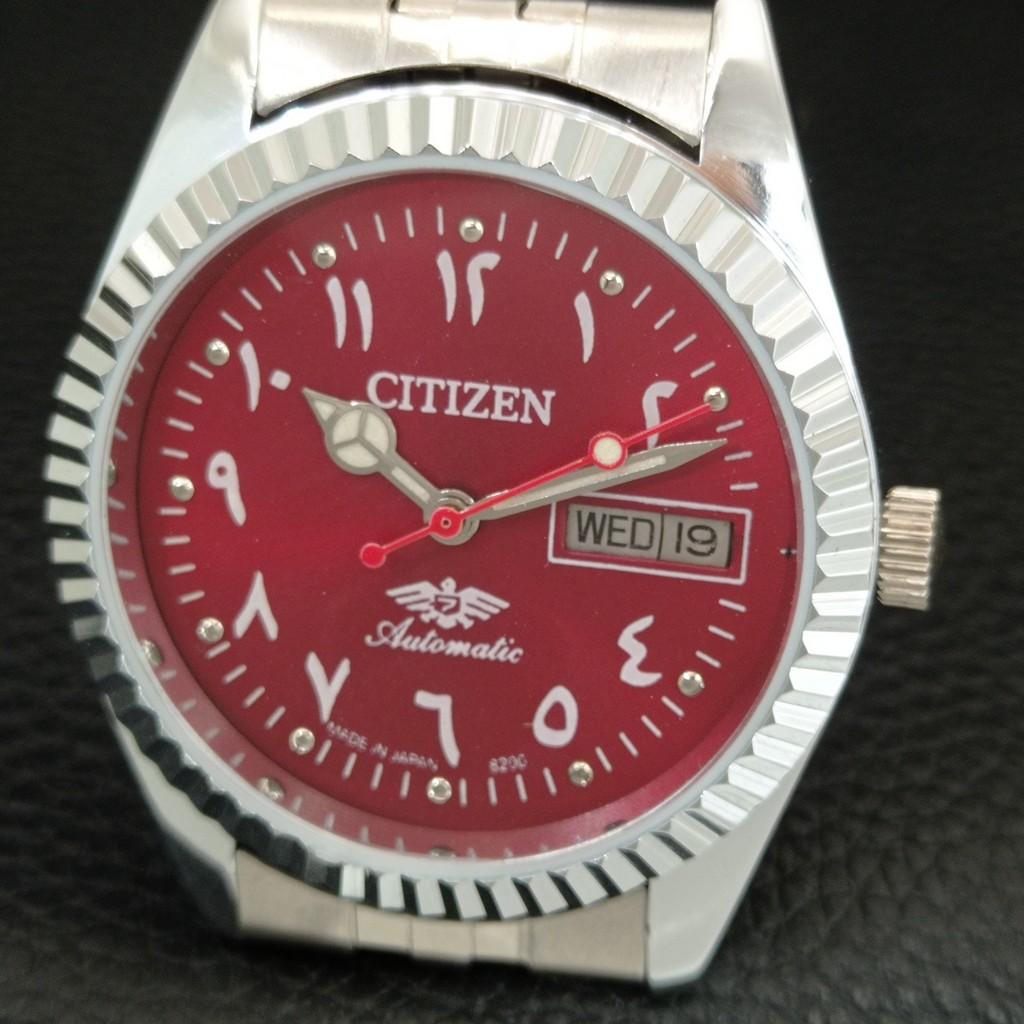 VINTAGE CITIZEN AUTOMATIC 8200 REFURBISHED JAPAN MENS RED DIAL WATCH a446828-1