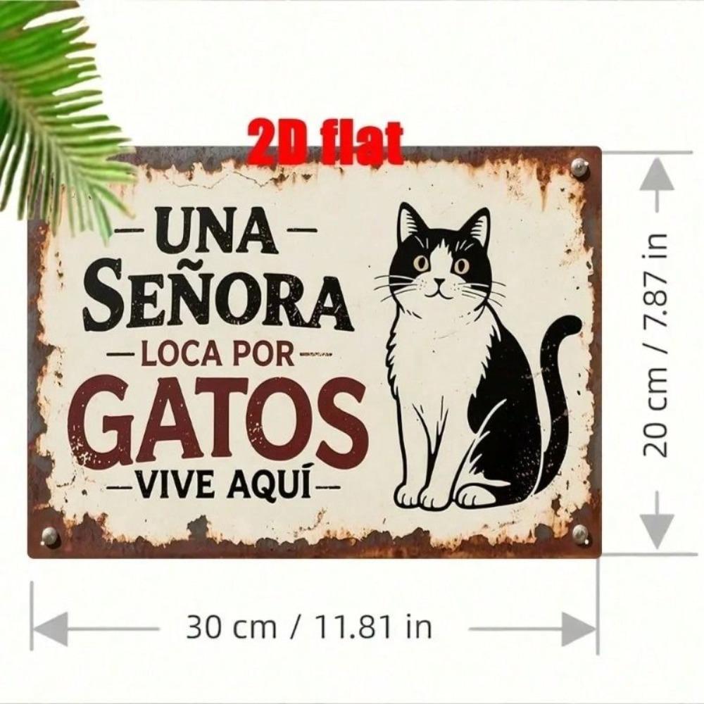 Vintage Spanish Cat Lady Metal Wall Poster Home Decor