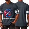 Men's Casual V Neck Short Sleeve Sports T Shirt Independence Day Themed Graphic Tee with Lettering and Airplane Design Athletic Fit