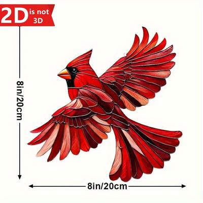 2D Red Bird Sun Catcher. Inspiring Animal-themed Wall Decor for Festive Parties.