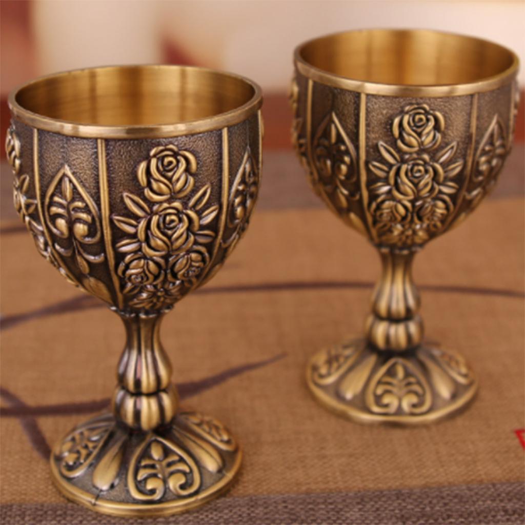 Buy Vintage Handmade Goblet Chalice Embossed Flower Pattern Metal ...