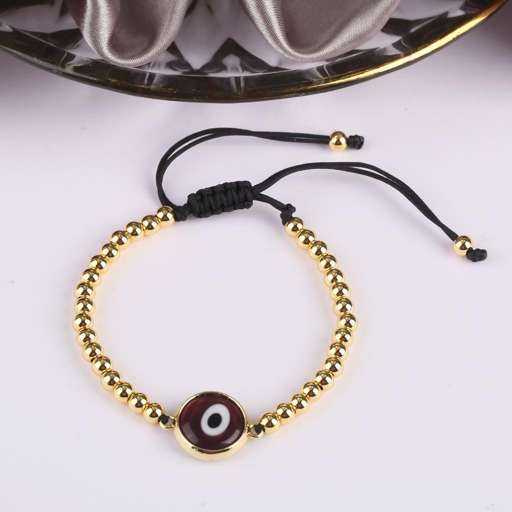 10 Colors Gold Plated Copper Beads Braided Evil Eyes Glaze Luxury Bracelet for Woman Girl Fashion Ward Off Evil Zircon