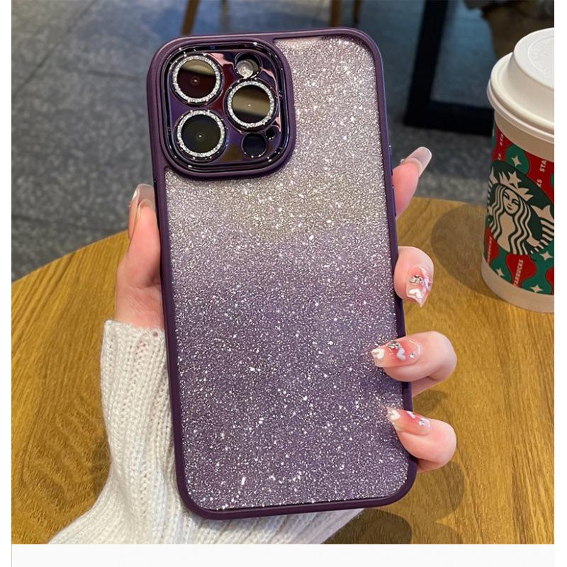 Glitter Gradient Lens Protector Case for iPhone 12 & 16 Pro Max