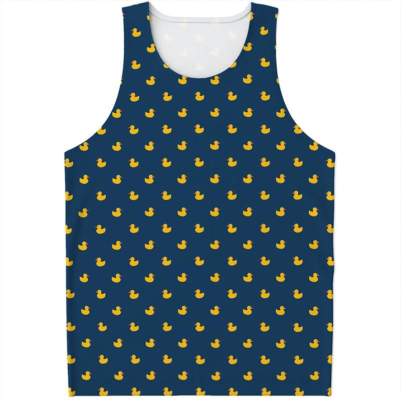 Schattig Eendjespatroon Tanktop Heren 3D Geprinte Rubberen Eendjes Mouwloze T-shirts Coole Zomer Streetwear Sneldrogende T-shirts Tops